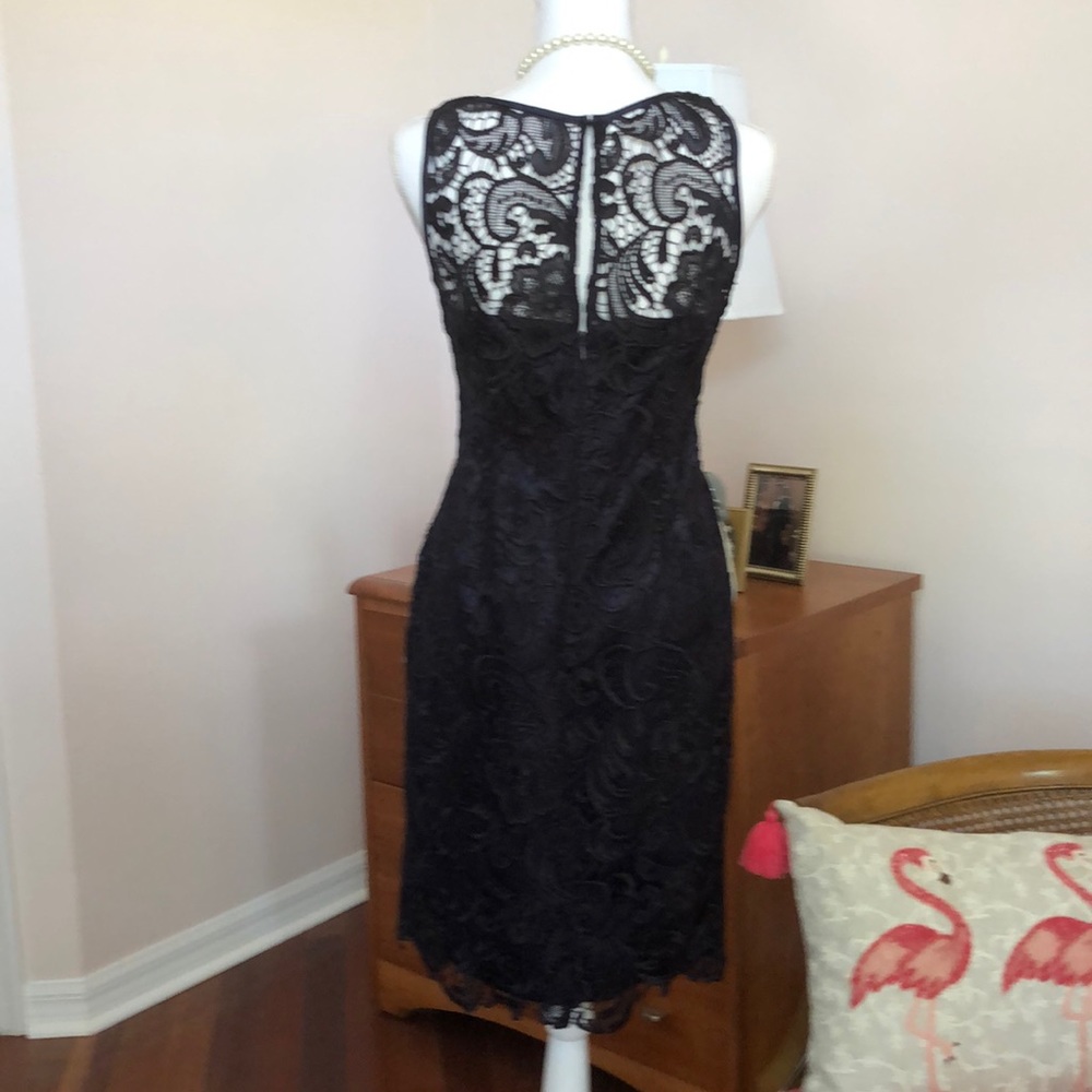 Adrianna Pappel Navy Blue Lace Dinner Dress SZ 4 - Picture 3 of 8